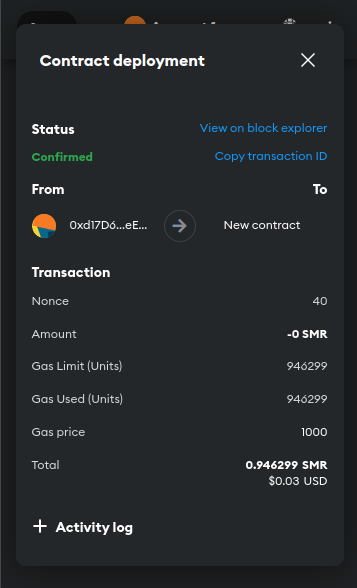 &#39;View on block explorer